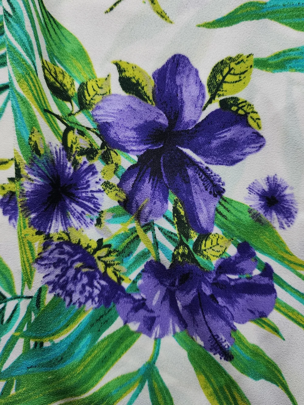 New York & Company White Halter Camisole with Purple Floral Print - Picture 4 of 7